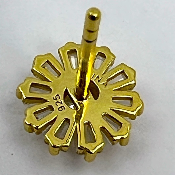 RACHEL ASHWELL, STERLING SILVER WITH CUBIC ZIRCONIA 2 STUD EARRINGS, GOLD COLOR - Picture 10 of 16